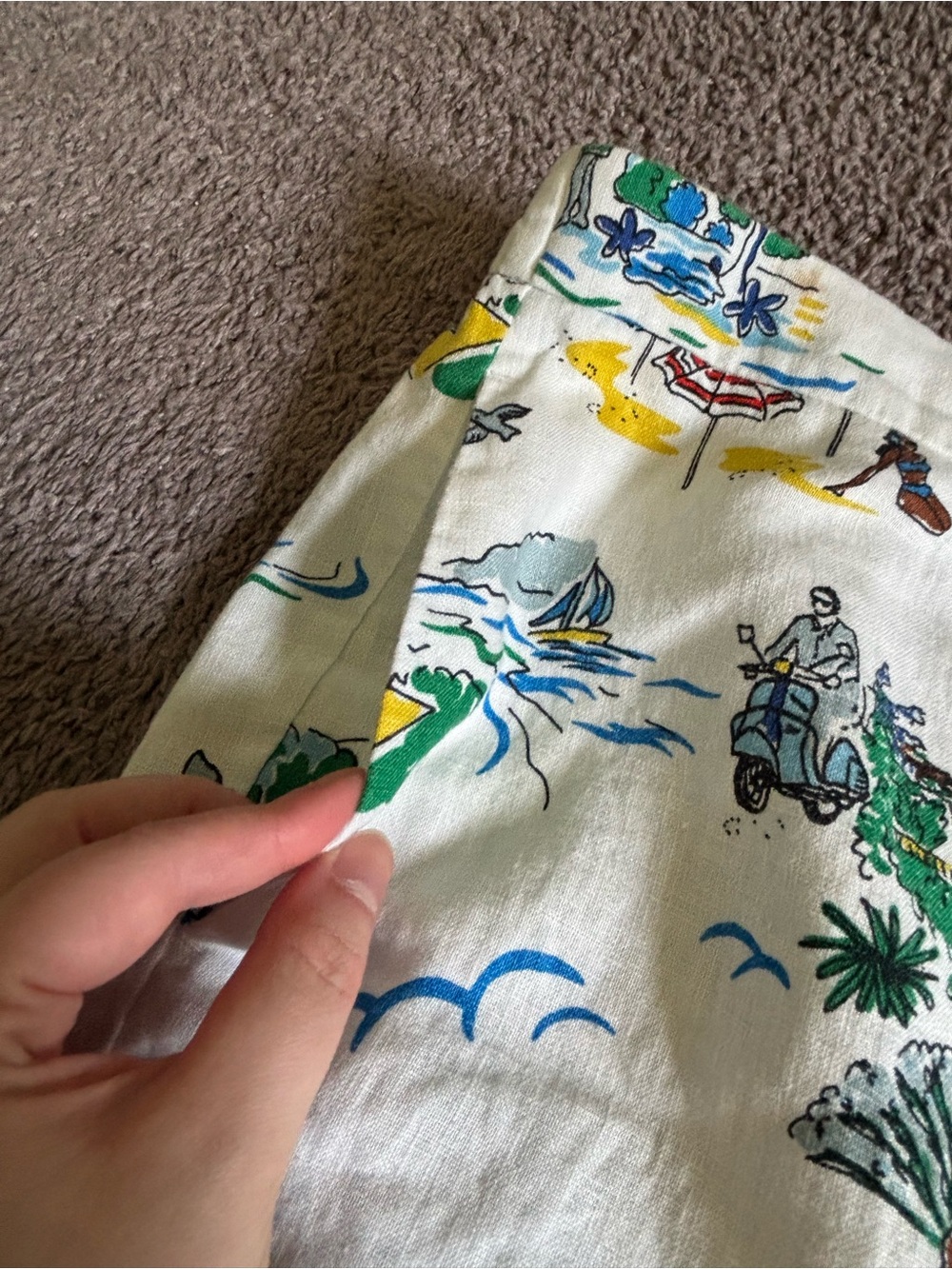Boden 100% Linen Illustrated Travel Print Wide-Leg Pants — US 10L / UK 14L - Picture 5 of 10